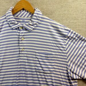 PETER MILLAR Seaside Wash Mens LG Lavendar/Lilac Striped Performance Golf Polo